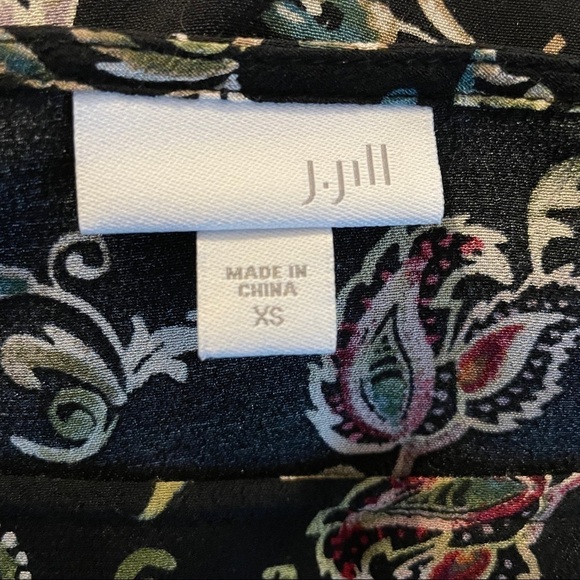 J. Jill Floral Peplum Long Sleeve Blouse Rayon - Picture 6 of 7